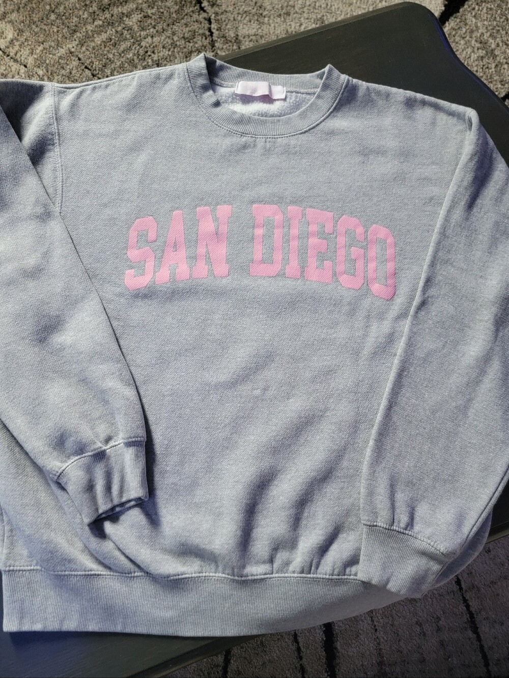 Isabelle's Cabinet San Diego Crewneck Sweater - Grey with Pink Lettering